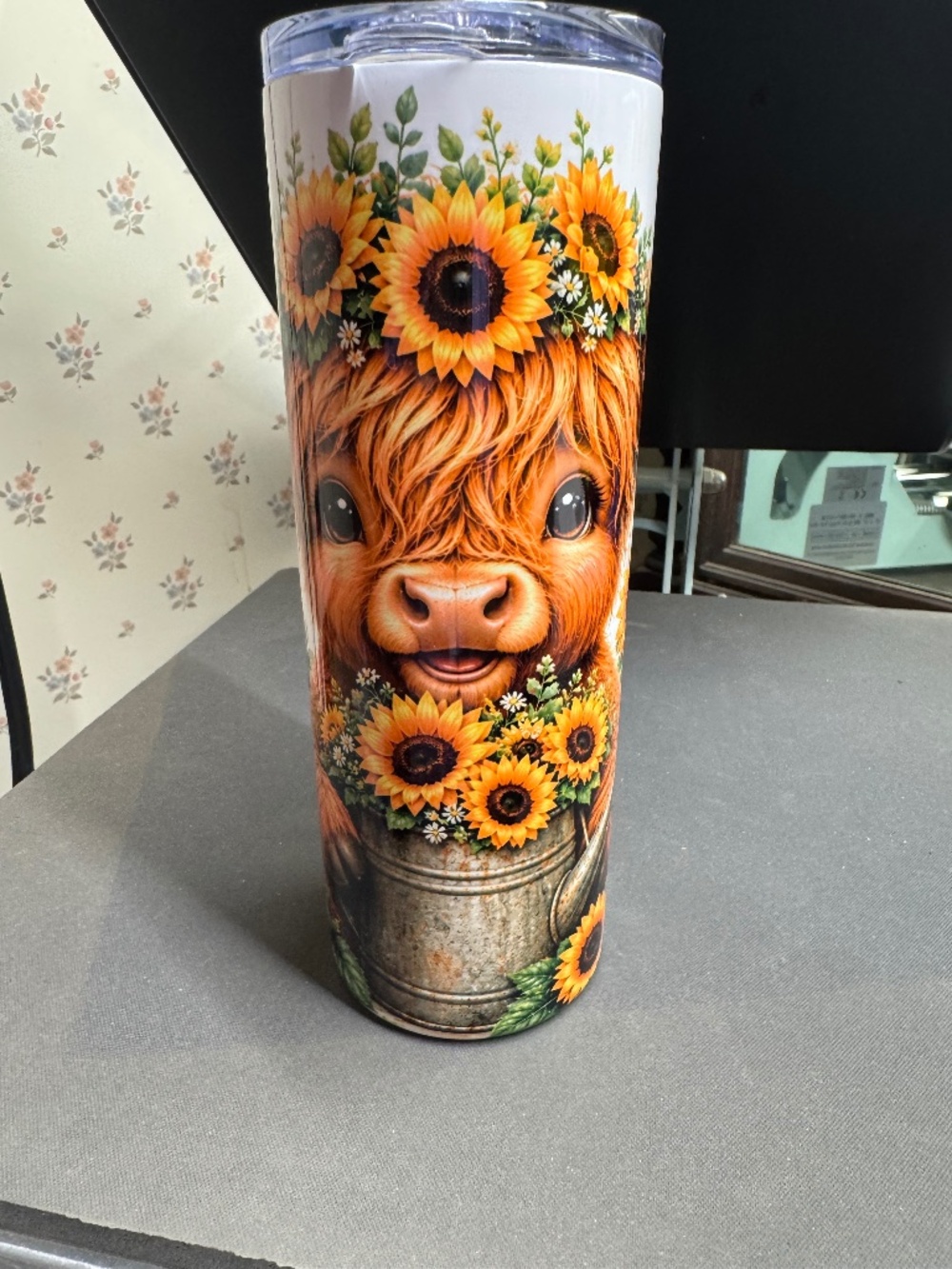 Sunflower Highland Cow 20 Oz Tumbler
